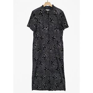 Vtg Another Thyme Dress Womens 18 Black Velvet Floral‎ Maxi Glitter Fairy Grunge